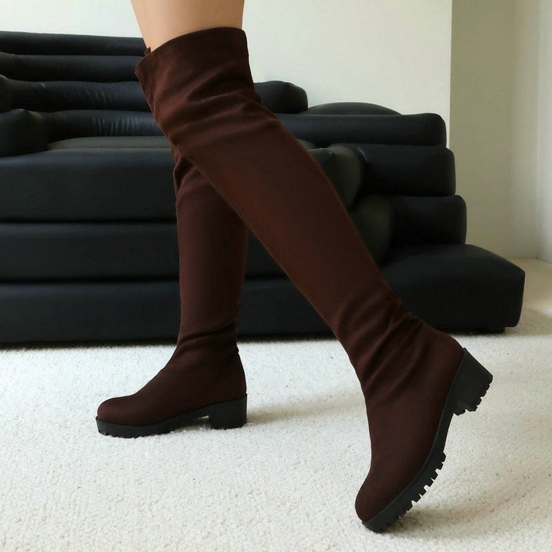 Faux daim cuir troupeau Slip-o - Knee High Sock Women avis et prix